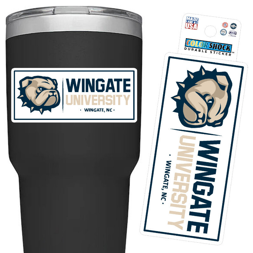 2.1 &quot;x 4.8&quot; Dog Head Wingate University NC  Rectangle Durable Sticker