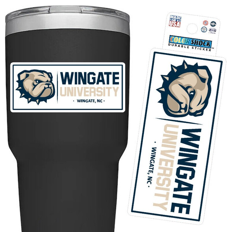 2.1 &quot;x 4.8&quot; Dog Head Wingate University NC  Rectangle Durable Sticker