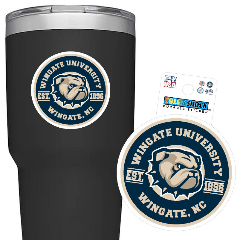 3.2&quot; x 3.2&quot; Wingate University EST 1896 NC Circle Durable Sticker