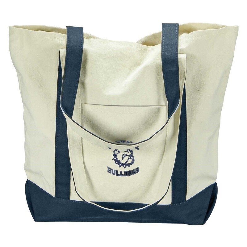 Heavy Duty Large Wingate Dog Head Embroidered Canvas Boat Tote