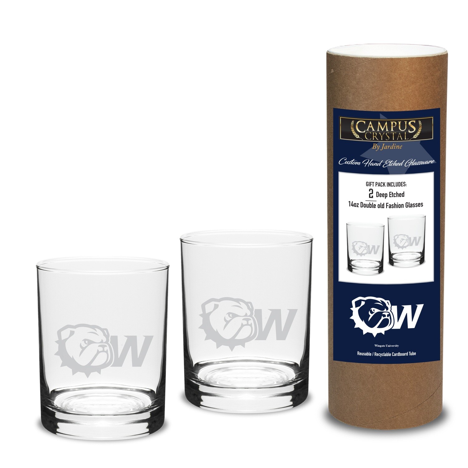 DROP SHIP ONLY Dog Head W Etched Double Old Fashion Glass Set (ONLINE ONLY)