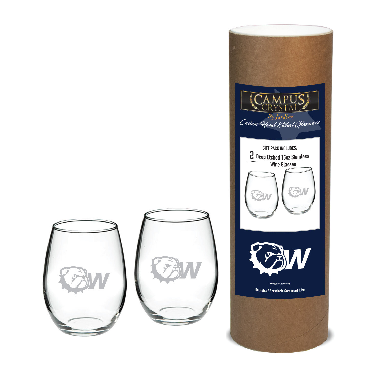 DROP SHIP ONLY 15 ozDog Head W Stemless Wine Glass Set  (ONLINE ONLY)