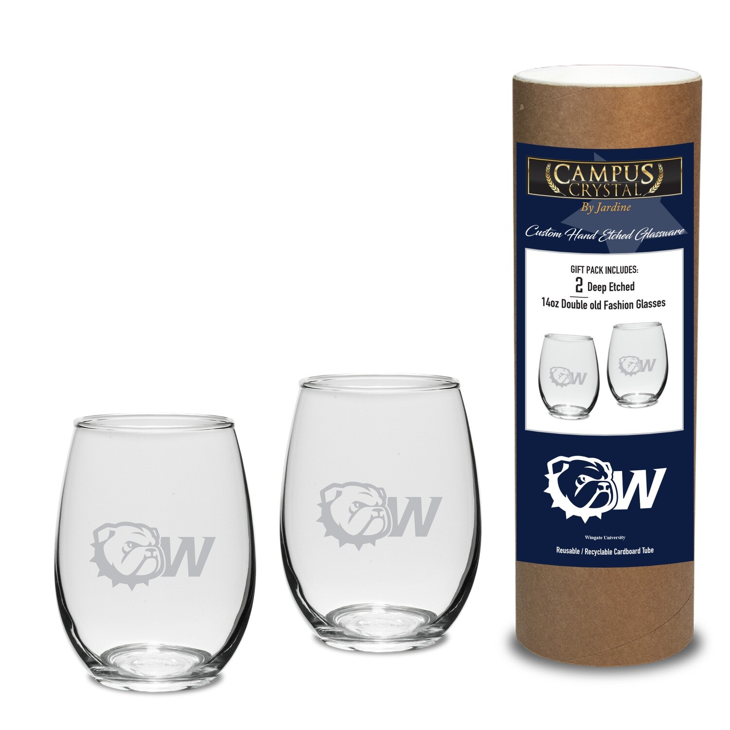 DROP SHIP ONLY Set of 2 Dog Head W Stemless Wine Glasses  (ONLINE ONLY)