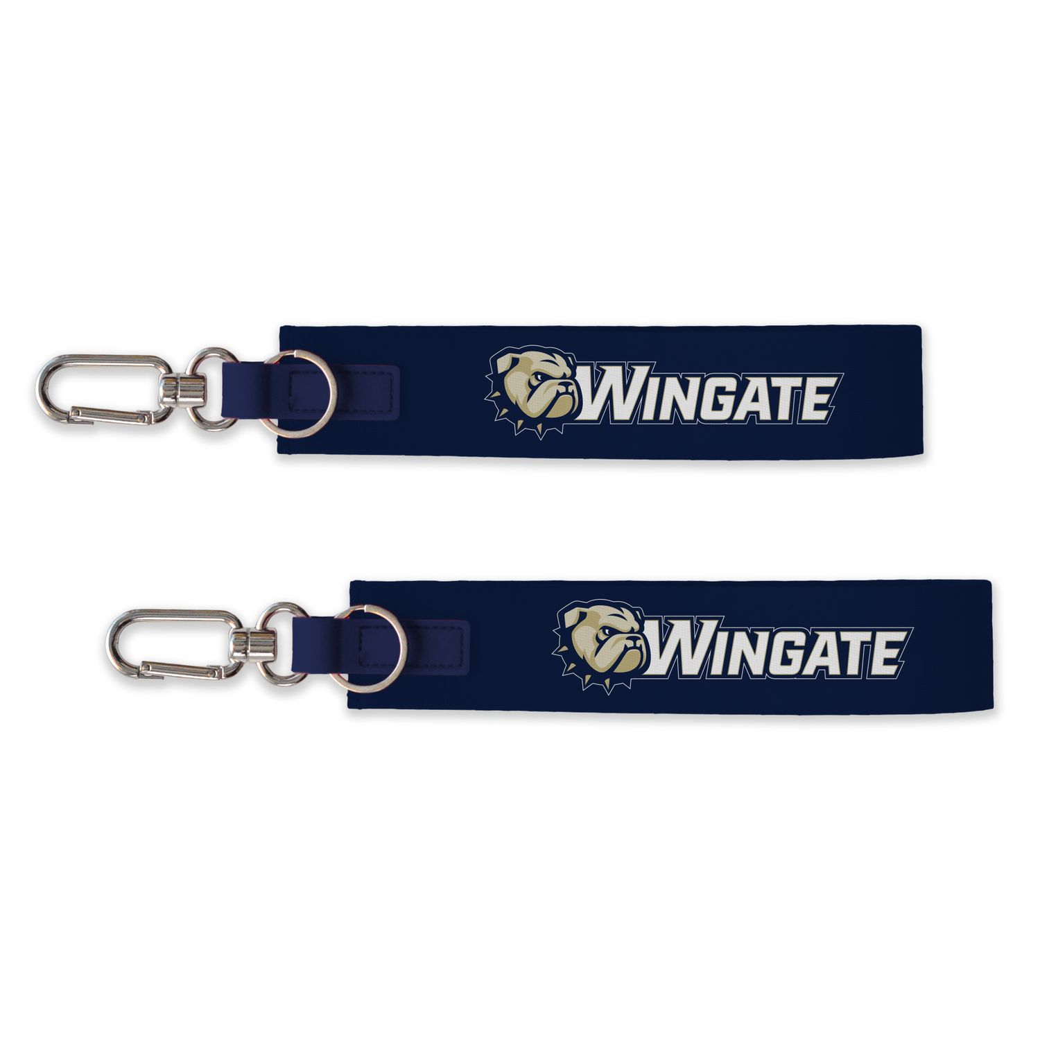 1.75&quot; x 10&quot; Navy Dog Head Wingate Bulldogs Double Sided Oversized Strap With Carabiner Keychain