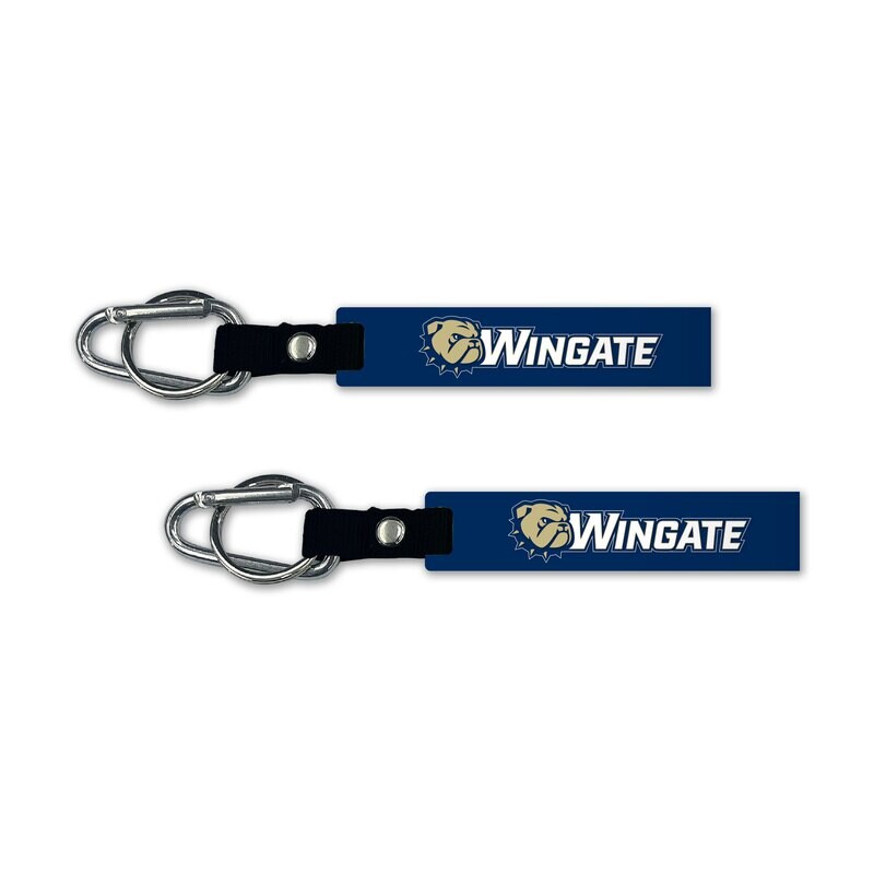 .75&quot; x 5&quot; Navy Dog Head Wingate Bulldogs Double Sided Silicone With Carabiner Keychain (INCLUDES ONLY 1)