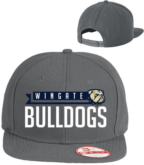 Grey Wingate Dog Head Bulldogs Structured Snapback Flat Bill Hat