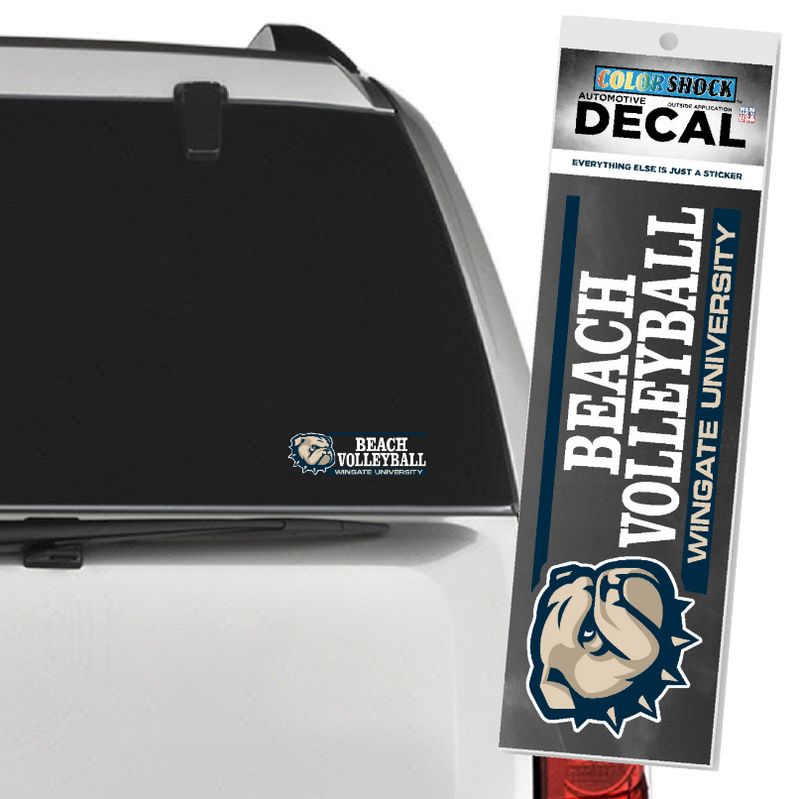 2&quot; x 6&quot; Dog Head Over Beach Volleyball Wingate University Decal