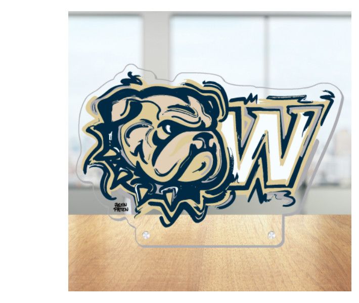 Justin Patten Dog Head W Acrylic Standee Mascot Sign