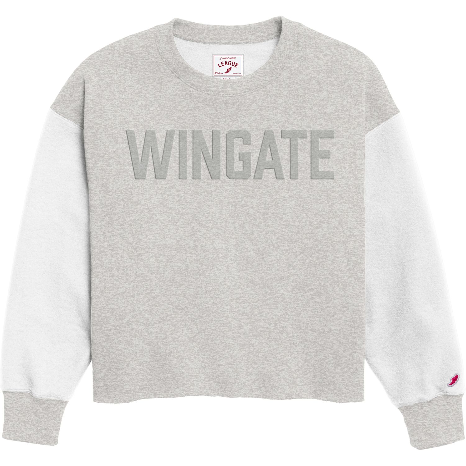  Ladies Grey Wingate  Puff Letter Reverse Fleece Crewneck