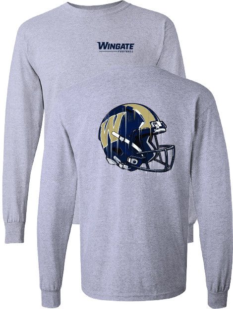 Grey Wingate Football Helmet Long Sleeve T Shirt