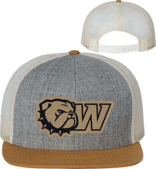 Birch Biscuit Leather Patch Dog Head W Mesh Back Structured Snapback Hat