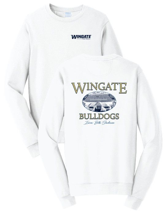 White Wingate Football Stadium Bulldogs Crewneck Sweatshirt