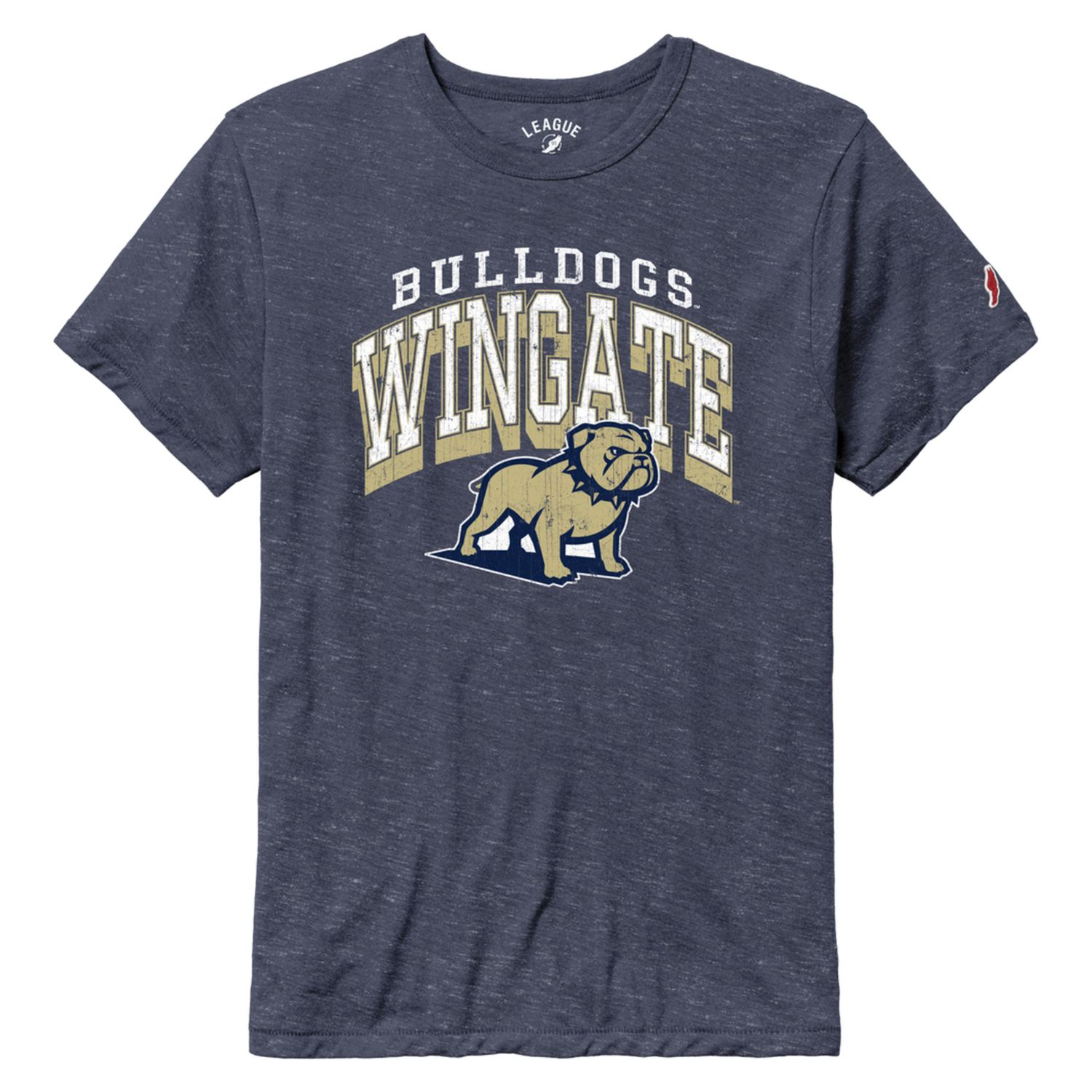 Heather Liberty Navy Wingate Bulldogs Full Standing Dog Victory Falls Short Sleeve T Shirt