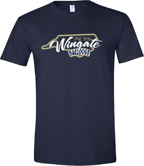 Navy One Dog Wingate Bulldogs State Short Sleeve T Shirt, Size: SM