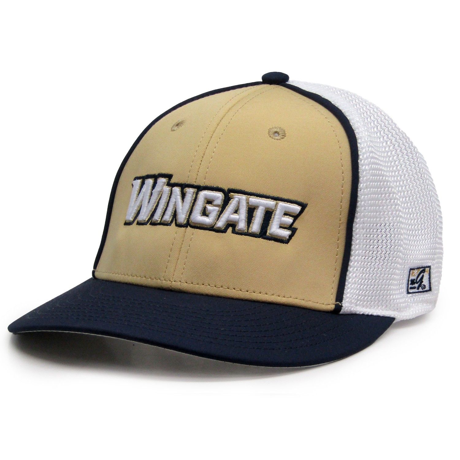 Navy Gold White Wingate Piping Gamechanger Diamond Mesh Stretch Fit Hat