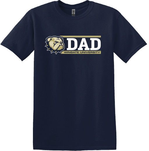 Navy Dog Head Dad Wingate University Short Sleeve T Shirt