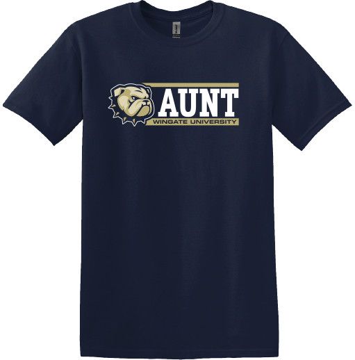 Navy Dog Head Aunt Wingate University Short Sleeve T Shirt