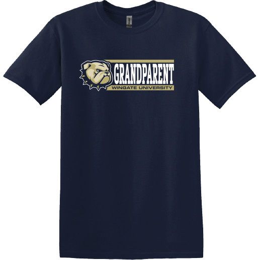 Navy Dog Head Grandparent Wingate University Short Sleeve T Shirt
