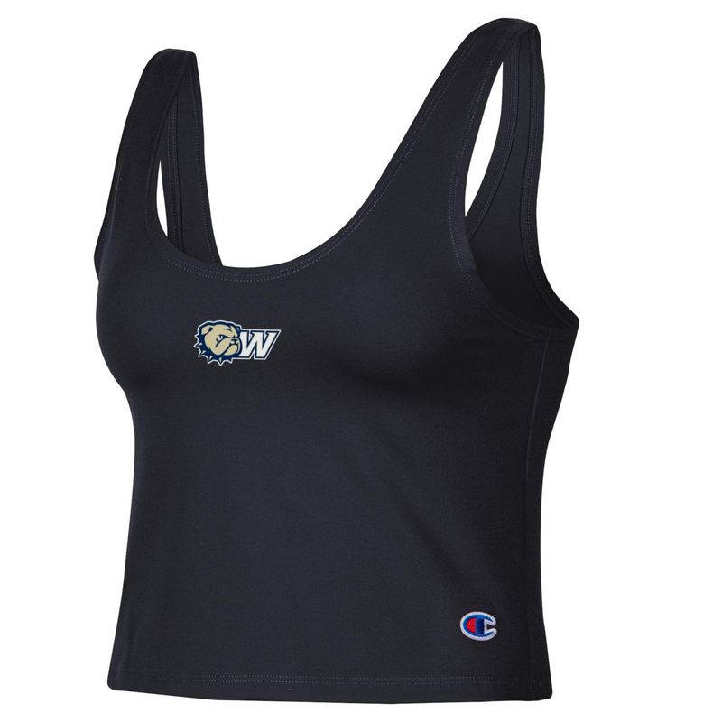 Ladies Black Dog Head W Scoop Neck Crop Cami Tank