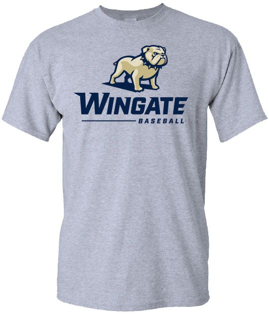 Grey Full Standing Dog Over Wingate Baseball Short Sleeve T Shirt , Size: SM