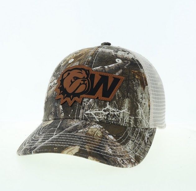 Real Tree Camo  Leather Dog Head W Patch Mesh Snapback Trucker Hat