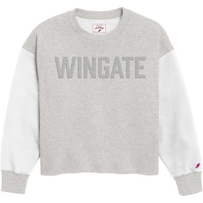  Ladies Grey Wingate  Puff Letter Reverse Fleece Crewneck, Size: SM