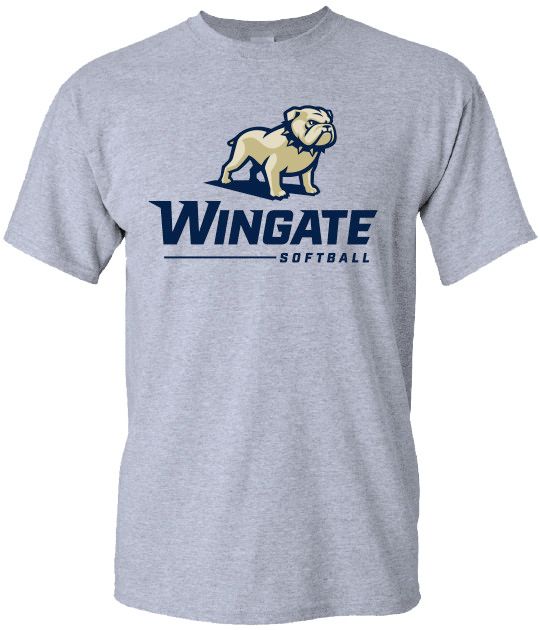 Grey Full Standing Dog Over Wingate Softball Short Sleeve T Shirt , Size: SM