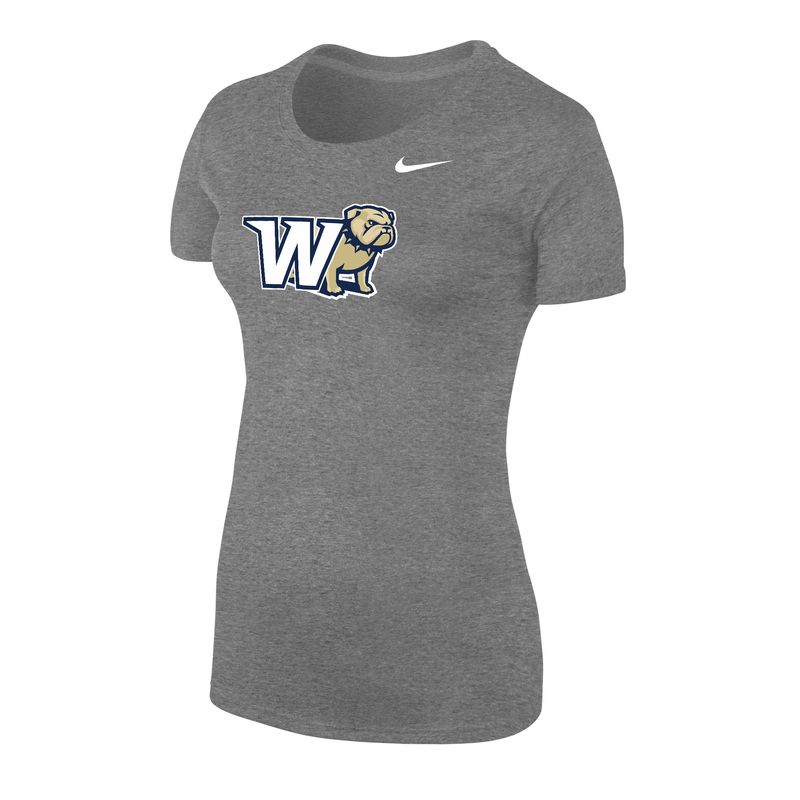 Ladies Grey W Full Standing Dog Behind Legend Short Sleeve T Shirt