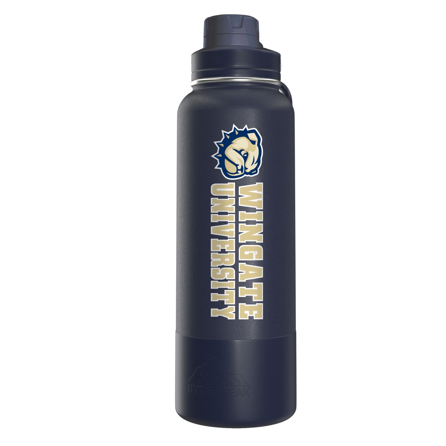 32oz Navy Wingate Dog Head Bulldogs HydraPeak Sport Boot With Straw Lid Stainless Bottle