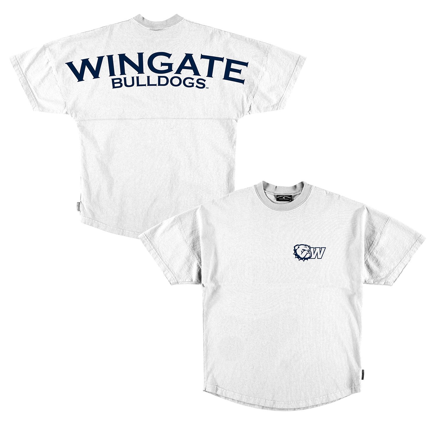 White Spirit Jersey Wingate University Puff Letter Short Sleeve T Shirt