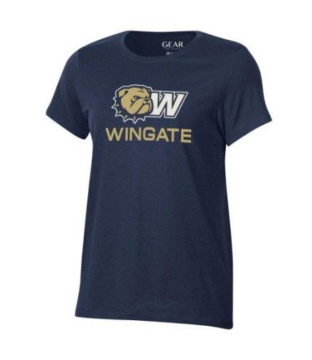 Ladies Navy Dog Head W Wingate Relaxed Short Sleeve T Shirt