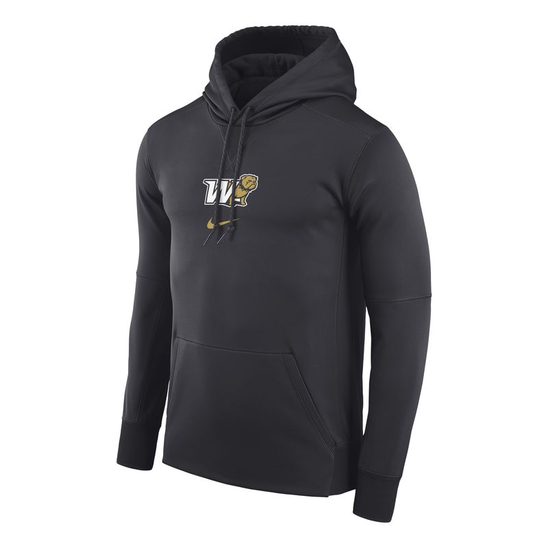 Anthracite W Full Standing Dog Behind Over Swoosh Therma PO Hoodie Sweatshirt