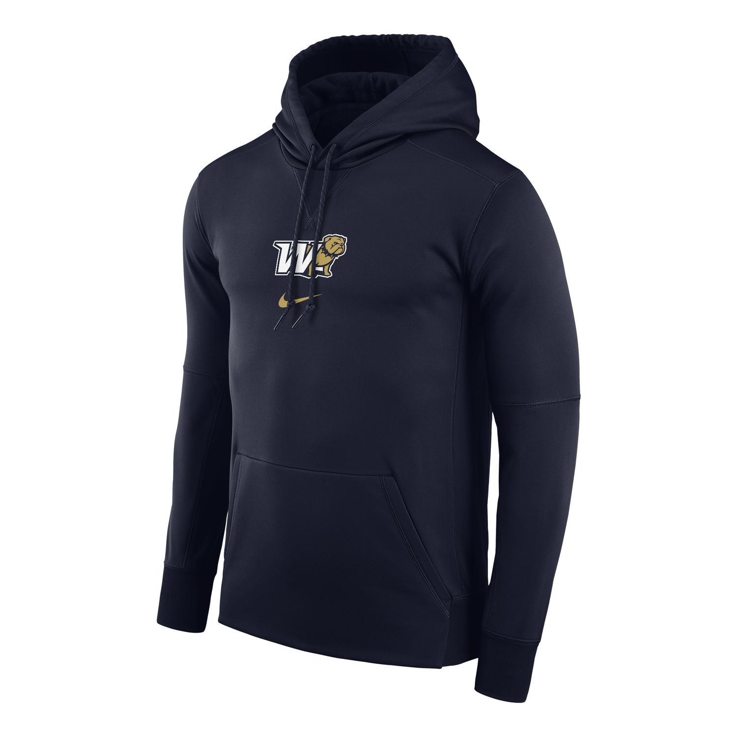 Navy W Full Standing Dog Behind Over Swoosh Therma PO Hoodie Sweatshirt