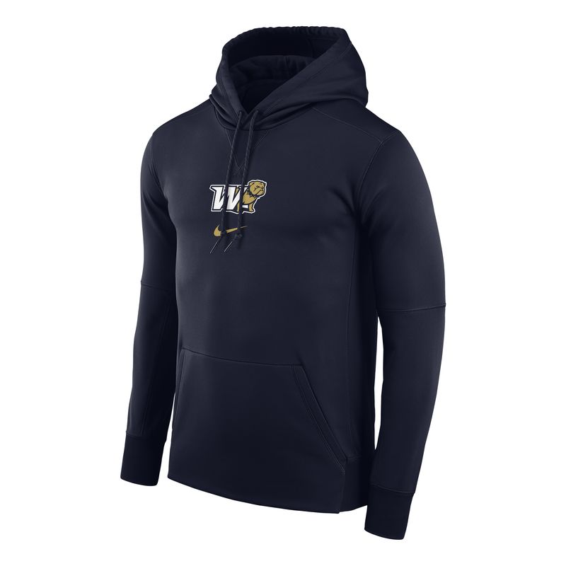 Navy W Full Standing Dog Behind Over Swoosh Therma PO Hoodie Sweatshirt