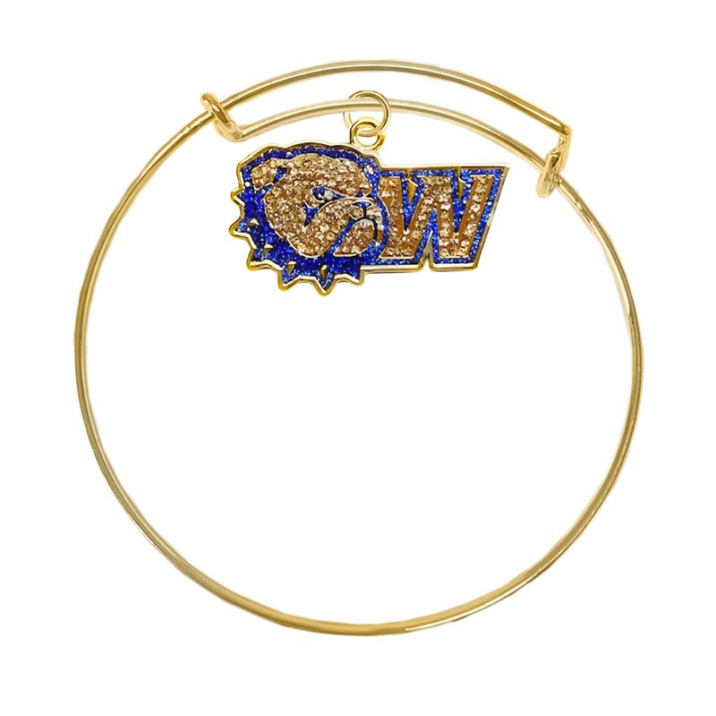 Crystal Dog Head W Gold Plated Brass Bangle Bracelet