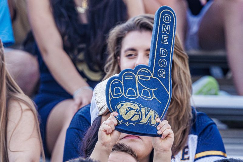 16" Navy Foam New Dog  Head W One Dog Finger Hand