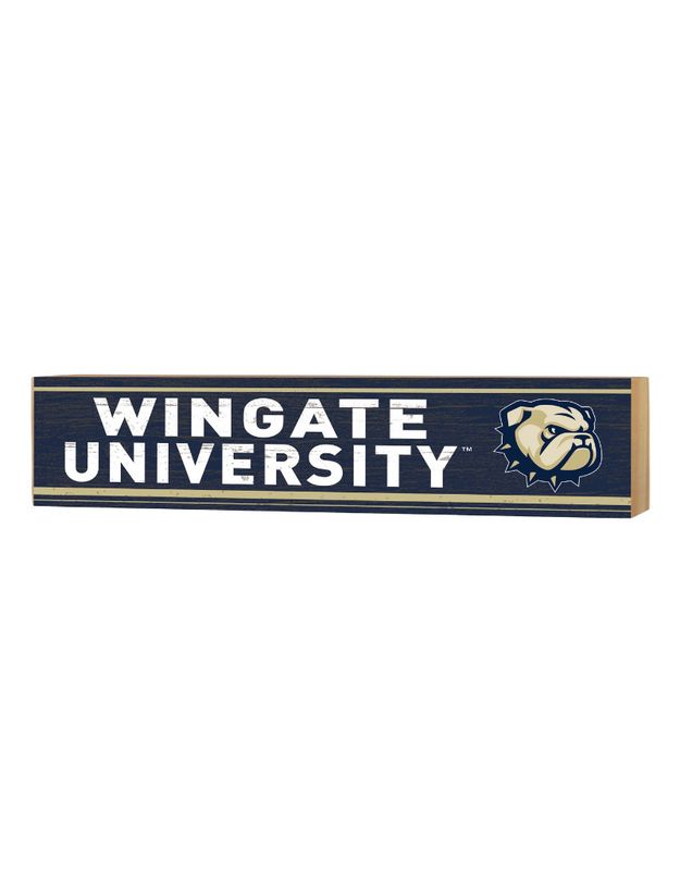 3&quot; x 13&quot; Navy Wooden Wingate University Dog Head Plaque