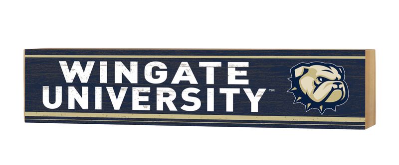 3" x 13" Navy Wooden Wingate University Dog Head Plaque