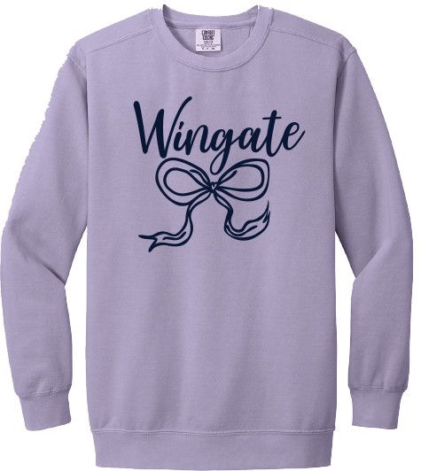 Orchid Wingate Bow Embroidered Crewneck Sweatshirt, Size: SM