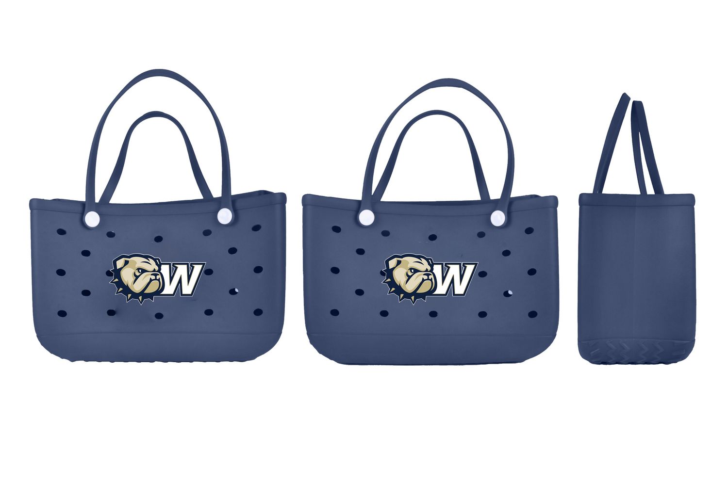 Navy Dog Head W Charm Bogg Bag Replica Large Tote Bag