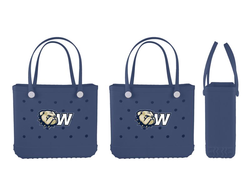 Navy Dog Head W Charm Bogg Bag Replica Medium Tote Bag