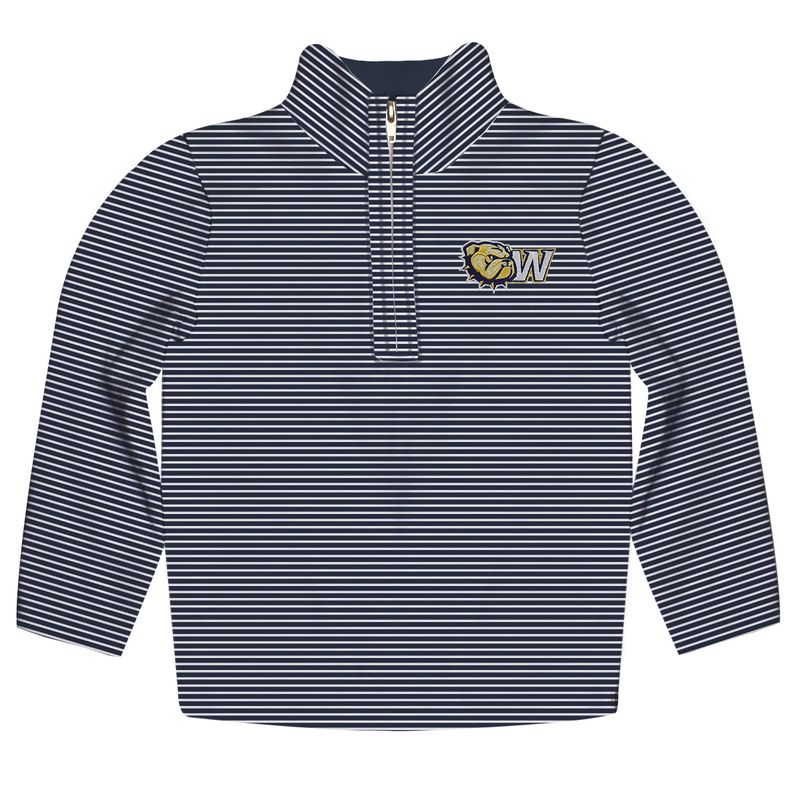Toddler Embroidered Dog Head W Pencil Stripe Quarter Zip Jacket