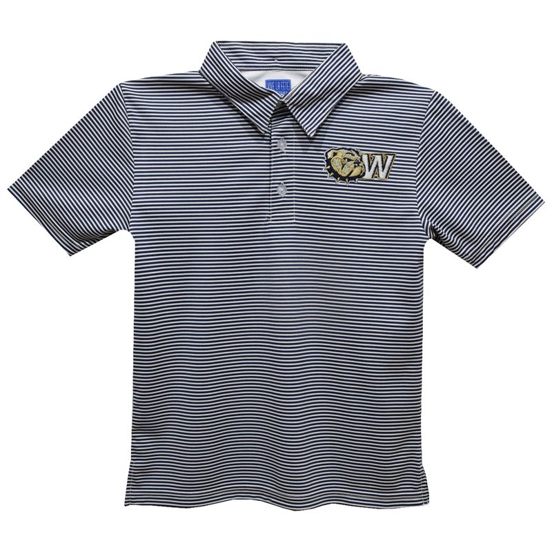 Youth Embroidered Dog Head W Pencil Stripe Short Sleeve Performance Polo