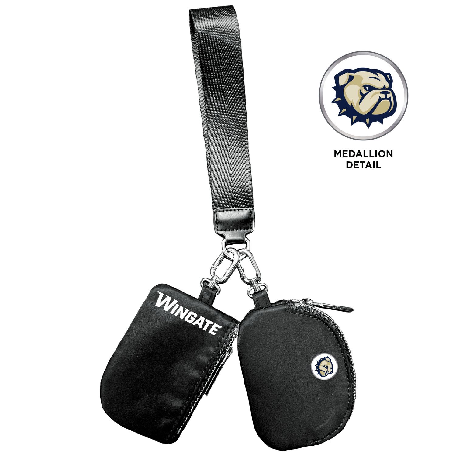 Black Wingate Dog Head Oversized Key Strap Dual Coin Purse