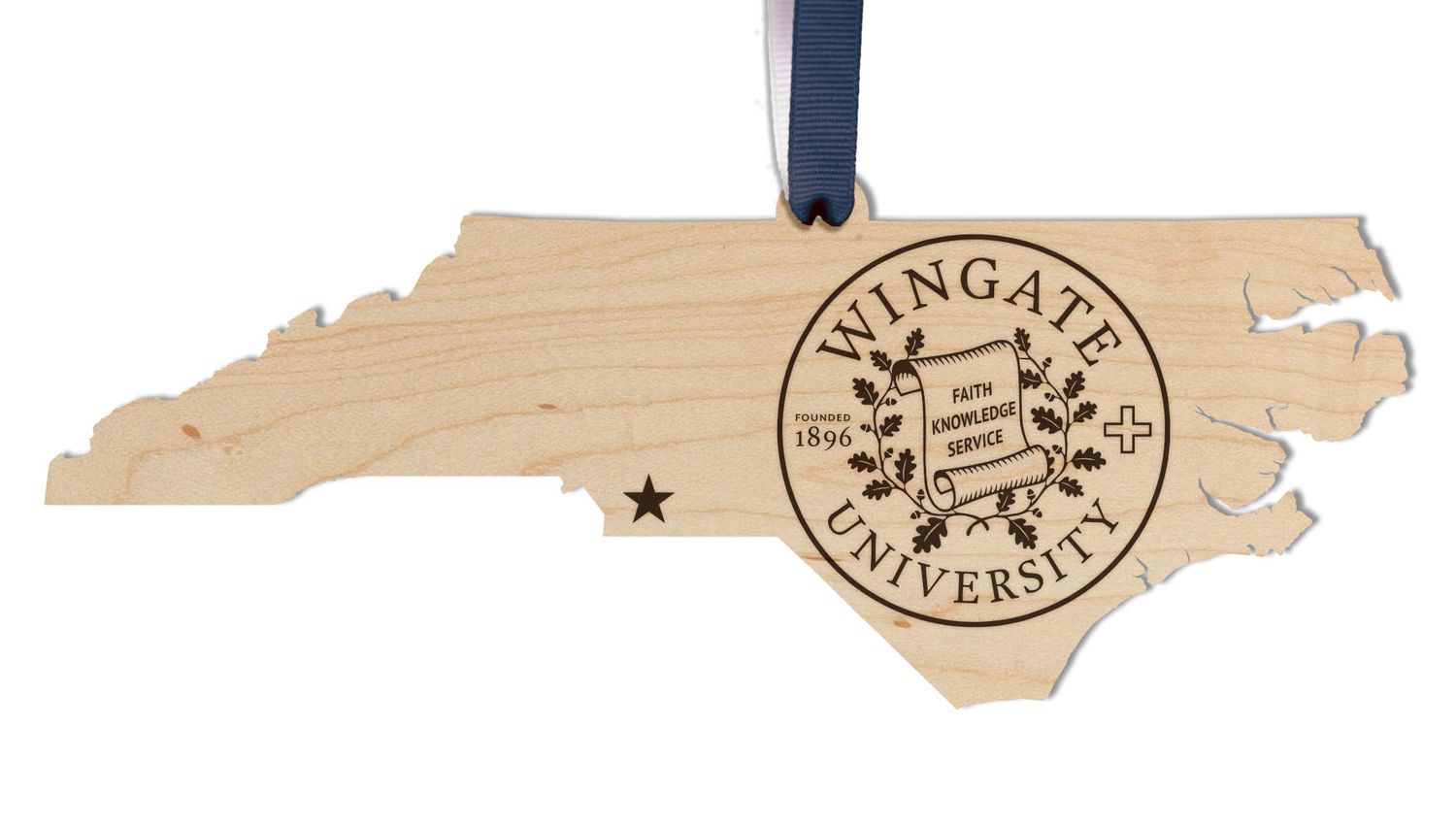 Wingate Seal on State Maple Wood Ornament