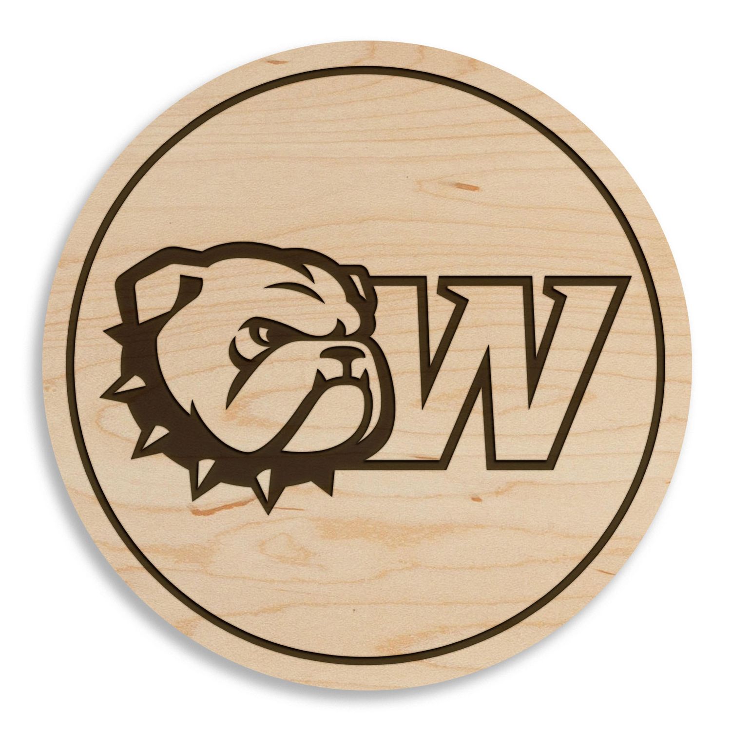 Single Dog Head W Maple Wood Coaster