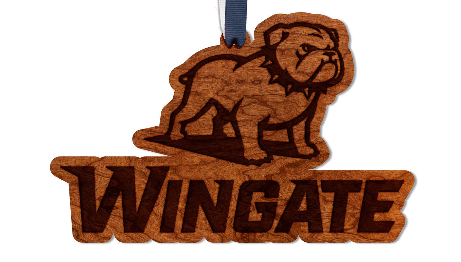 Full Standing Dog Over Wingate Cherry Wood Ornament