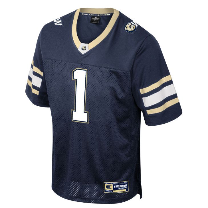 Navy Gold W Dog Head Wingate Field Time Football Jersey, Size: 3X