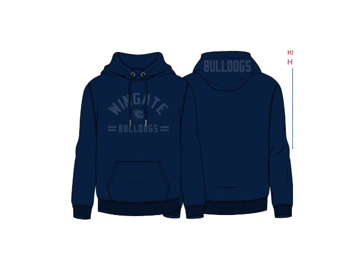 Navy Tonal Wingate Dog Head W Bulldogs Embroidered Heavyweight Hoodie Sweatshirt