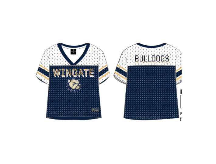Navy White Gold Wingate Dog Head Posh Football Jersey